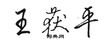 駱恆光王獲平行書個性簽名怎么寫