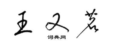 梁錦英王又茗草書個性簽名怎么寫