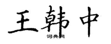 丁謙王韓中楷書個性簽名怎么寫