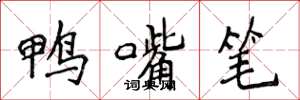 侯登峰鴨嘴筆楷書怎么寫