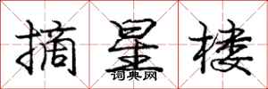龐中華摘星樓行書怎么寫