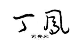 曾慶福丁鳳草書個性簽名怎么寫
