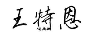 王正良王特恩行書個性簽名怎么寫