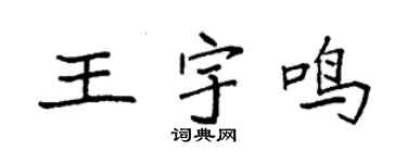 袁強王宇鳴楷書個性簽名怎么寫