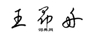 梁錦英王昂舟草書個性簽名怎么寫