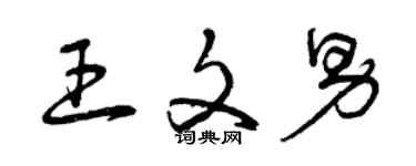 曾慶福王文男草書個性簽名怎么寫