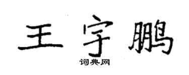 袁強王宇鵬楷書個性簽名怎么寫