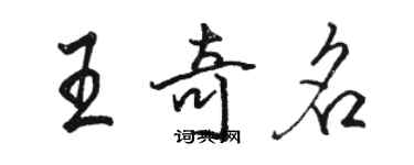 駱恆光王奇名行書個性簽名怎么寫