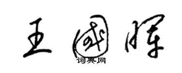 梁錦英王國暉草書個性簽名怎么寫