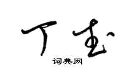 梁錦英丁武草書個性簽名怎么寫