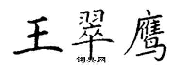 丁謙王翠鷹楷書個性簽名怎么寫