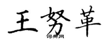 丁謙王努革楷書個性簽名怎么寫