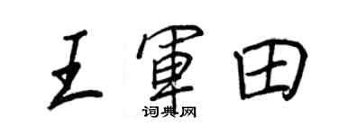 王正良王軍田行書個性簽名怎么寫