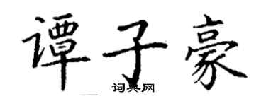 丁謙譚子豪楷書個性簽名怎么寫