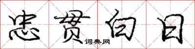龐中華忠貫白日行書怎么寫