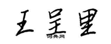 王正良王呈里行書個性簽名怎么寫