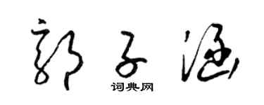 梁錦英郭子涵草書個性簽名怎么寫