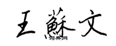 王正良王蘇文行書個性簽名怎么寫