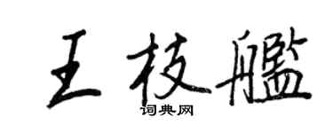 王正良王枝艦行書個性簽名怎么寫