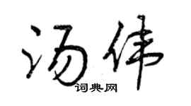 曾慶福湯偉行書個性簽名怎么寫