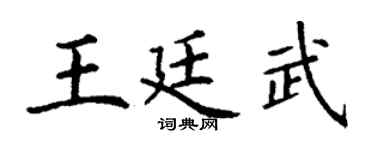 丁謙王廷武楷書個性簽名怎么寫