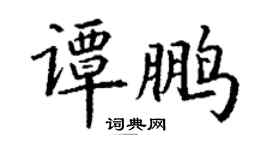 丁謙譚鵬楷書個性簽名怎么寫