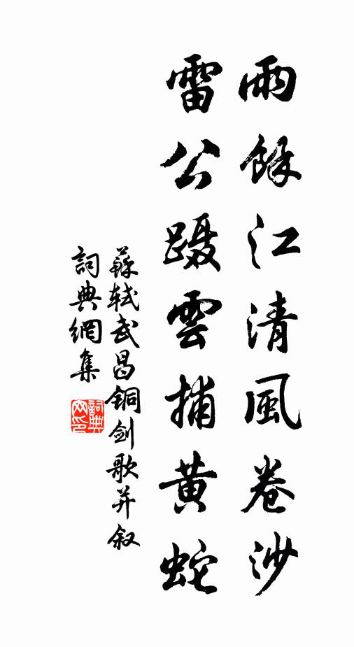 蘇軾雨餘江清風卷沙,雷公躡雲捕黃蛇書法作品欣賞