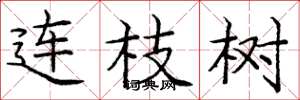 龐中華連枝樹楷書怎么寫
