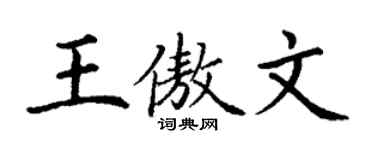 丁謙王傲文楷書個性簽名怎么寫