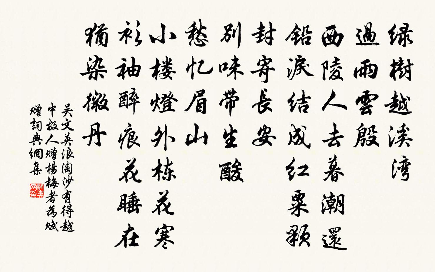 吳文英浪淘沙(有得越中故人贈楊梅者,為賦贈)書法作品欣賞