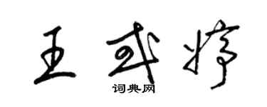 梁錦英王或婷草書個性簽名怎么寫