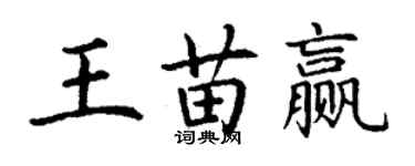 丁謙王苗贏楷書個性簽名怎么寫