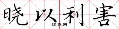 丁謙曉以利害楷書怎么寫