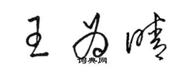 駱恆光王為晴草書個性簽名怎么寫