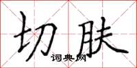 侯登峰切膚楷書怎么寫