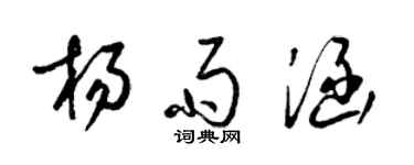 梁錦英楊雨涵草書個性簽名怎么寫