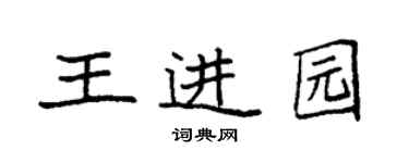袁強王進園楷書個性簽名怎么寫
