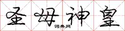 龐中華聖母神皇行書怎么寫