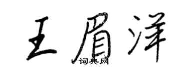 王正良王眉洋行書個性簽名怎么寫
