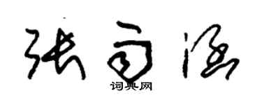 朱錫榮張雨涵草書個性簽名怎么寫