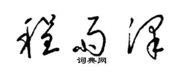 梁錦英程雨澤草書個性簽名怎么寫