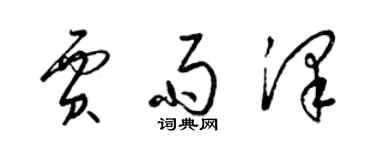 梁錦英賈雨澤草書個性簽名怎么寫