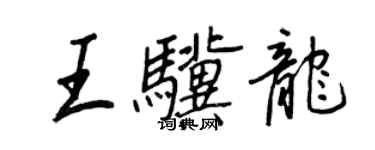 王正良王驥龍行書個性簽名怎么寫
