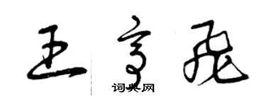 曾慶福王亭飛草書個性簽名怎么寫