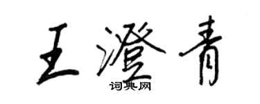 王正良王澄青行書個性簽名怎么寫