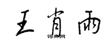 王正良王肖雨行書個性簽名怎么寫