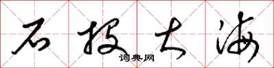 梁錦英石投大海草書怎么寫