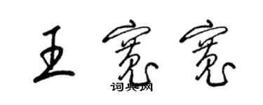 梁錦英王寬寬草書個性簽名怎么寫