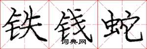 龐中華鐵錢蛇楷書怎么寫