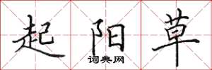 田英章起陽草楷書怎么寫